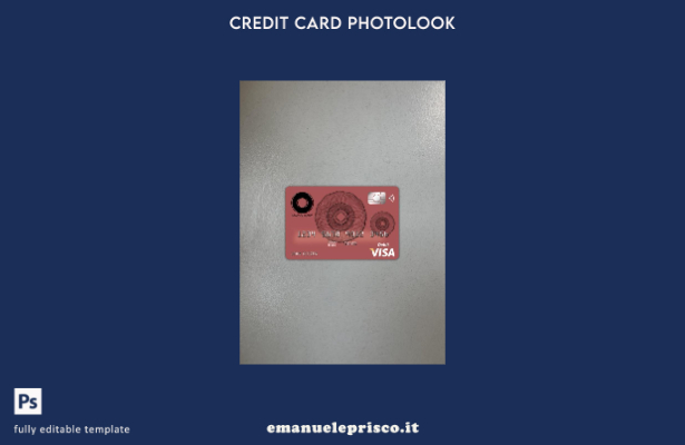 modello frontale photolook con carta visto bancario Australia Macquarie in stile